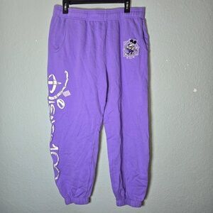 Disney Parks 100 Years Of Wonder Embroidered Purple Sweatpants Adult Size M